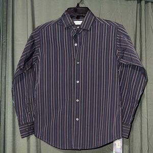 Calvin Klein Navy Striped Dress Shirt